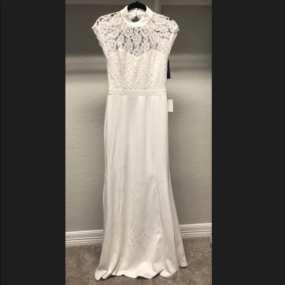 NWT White LuLu’s white backless lace maxi dress
